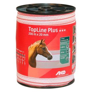 Kunststoffband 20 mm (200 m) weiß/rot