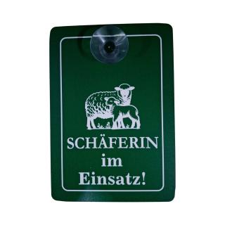 Autoschild "Schäferin im Einsatz"