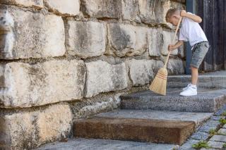 Kinder Reisstrohbesen Mini mit Stiel #1