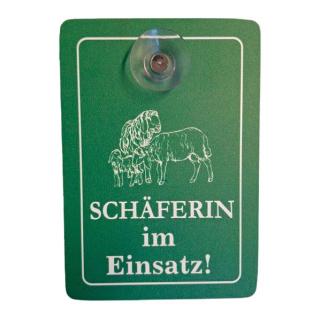 Bergschaf Autoschild "Schäferin im Einsatz"